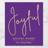 JOYFUL Holiday wünscht Gold Imitate Lila Weinetikett (Einzelnes Label)