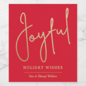 JOYFUL Holiday wünscht Gold Imitate Rot Weinetikett (Einzelnes Label)