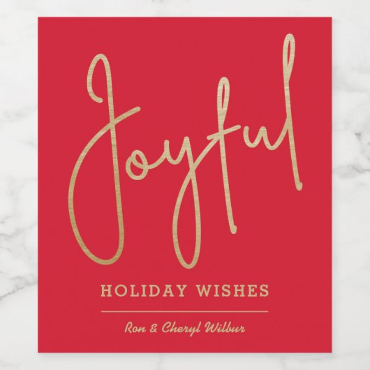 JOYFUL Holiday wünscht Gold Imitate Rot Weinetikett (Einzelnes Label)