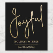 JOYFUL Holiday wünscht Gold Imitate Schwarz Weinetikett (Einzelnes Label)