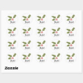 Joyful Holly Berry Modern Bold Holiday White Foto Runder Aufkleber (Blatt)