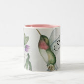 Joyful Hummingbird Watercolor Eleganter Name Zweifarbige Tasse (Mittel)