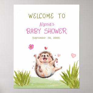 Joyful Igel Garden Party Baby Dusche Willkommen Poster