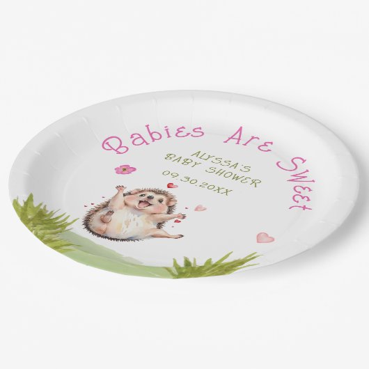 Joyful Igel Garden Party Sweet Baby Shooter Pappteller (Schrägansicht)