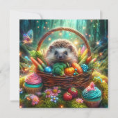 Joyful Igel Woodland Osterkorb Feiertagskarte (Vorderseite)