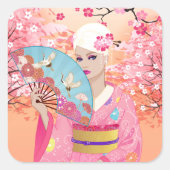 Joyful in Japan Quadratischer Aufkleber (Vorderseite)