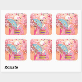 Joyful in Japan Quadratischer Aufkleber