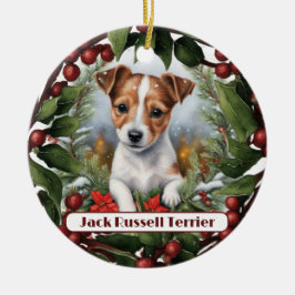 Joyful Jack Russel, Personalisiere Weihnachten Keramik Ornament