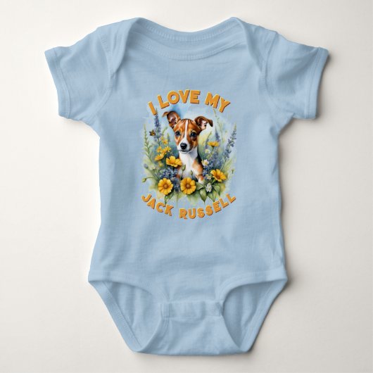 Joyful Jack Russell - Personalisiert Baby Bodysuit Baby Strampler (Vorderseite)