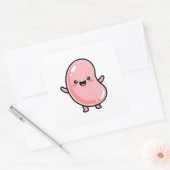 Joyful Jellybean – Cute Kawaii Illustration Quadratischer Aufkleber (Umschlag)