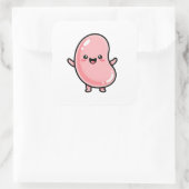 Joyful Jellybean – Cute Kawaii Illustration Quadratischer Aufkleber (Tasche)