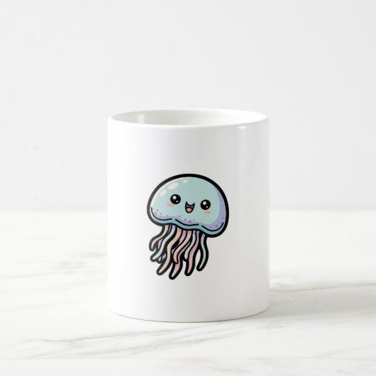 Joyful Jellyfish – Cute Kawaii Illustration Kaffeetasse (Mittel)