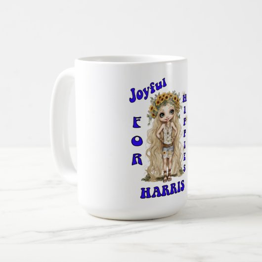 Joyful Kamala Harris Präsident Hippie Boho Kaffeetasse (Vorderseite Links)