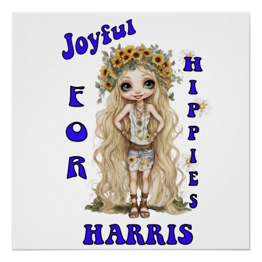 Joyful Kamala Harris Präsident Hippie Boho Poster (Vorderseite)