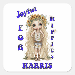 Joyful Kamala Harris Präsident Hippie Boho Quadratischer Aufkleber
