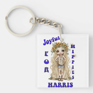 Joyful Kamala Harris Präsident Hippie Boho Schlüsselanhänger