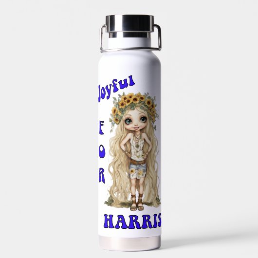 Joyful Kamala Harris Präsident Hippie Boho Trinkflasche (Rückseite)