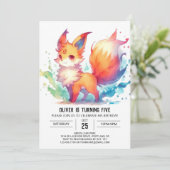 Joyful Kids Fox Birthday Einladung (Stehend Vorderseite)