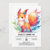 Joyful Kids Fox Birthday Einladung (Vorne/Hinten)