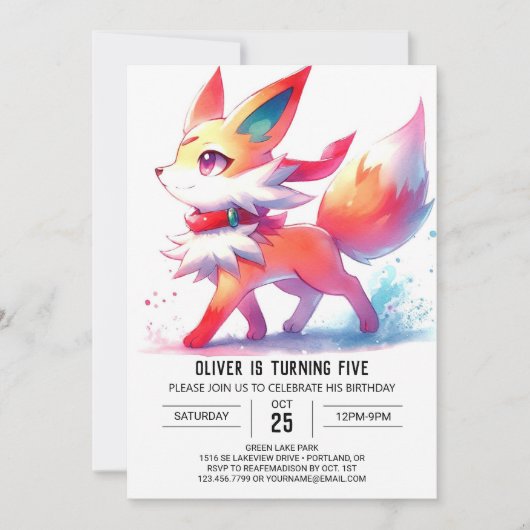 Joyful Kids Fox Birthday Einladung (Vorderseite)