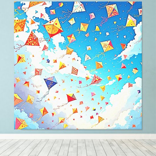 Joyful Kites Soaring High Leinwanddruck (Insitu (Holzboden))