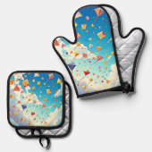 Joyful Kites Soaring High Ofenhandschuh & Topflappen-Set (Vorderseite/Rückseite)