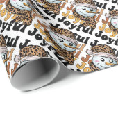 Joyful Leopard Print Hat Christmas Snowman Geschenkpapier (Rolleneckpunkt)