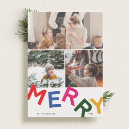 Joyful Lettering Holiday Photo Card Feiertagskarte