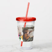 Joyful Lettering Holiday Photo Collage Acryltrinkbecher (Rückseite)