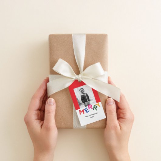 Joyful Lettering Holiday Photo Geschenkanhänger