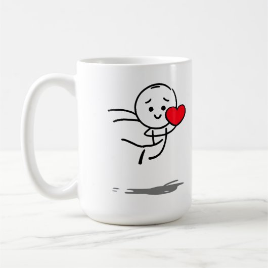 Joyful Love Stickman Heart Leap Graphic Tee Kaffeetasse (Links)