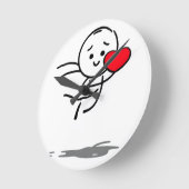 Joyful Love Stickman Heart Leap Graphic Tee Runde Wanduhr (Winkel)