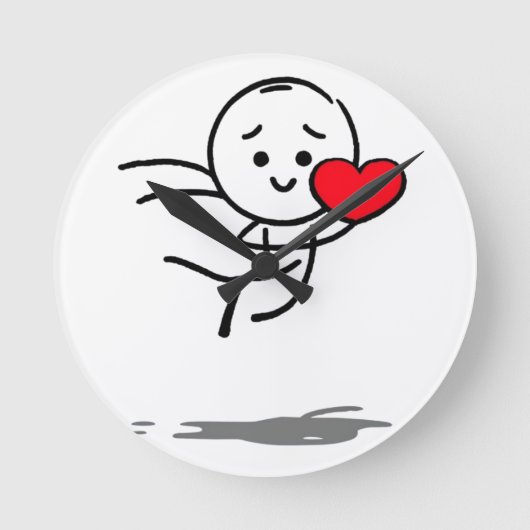 Joyful Love Stickman Heart Leap Graphic Tee Runde Wanduhr (Vorderseite)