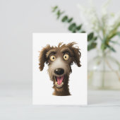 Joyful Lurcher - Cheeky Cartoon Hund Postkarte (Stehend Vorderseite)