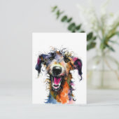 Joyful Lurcher | Farbige Bauweise | Happy H Postkarte (Stehend Vorderseite)