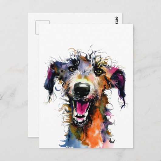 Joyful Lurcher | Farbige Bauweise | Happy H Postkarte (Vorne/Hinten)
