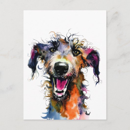 Joyful Lurcher | Farbige Bauweise | Happy H Postkarte (Vorderseite)