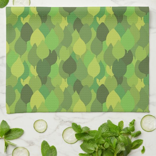 Joyful Lush Blätter - nahtloses Oberflächenmuster. Geschirrtuch (Gefaltet)