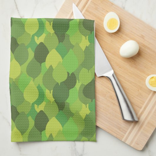 Joyful Lush Blätter - nahtloses Oberflächenmuster. Geschirrtuch (Viertel Falte)