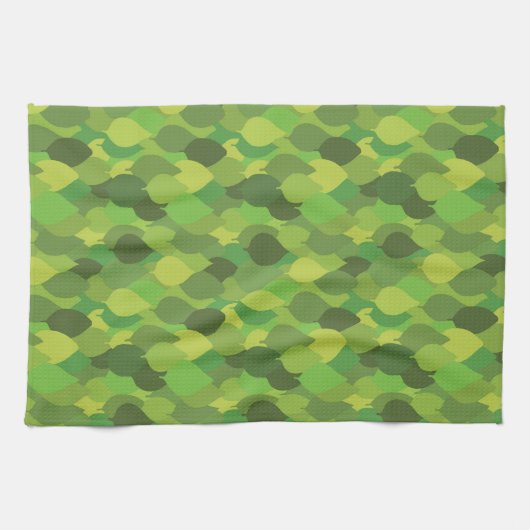 Joyful Lush Blätter - nahtloses Oberflächenmuster. Geschirrtuch (Horizontal)