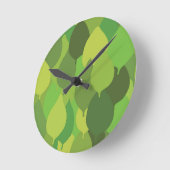Joyful Lush Blätter - nahtloses Oberflächenmuster. Runde Wanduhr (Winkel)
