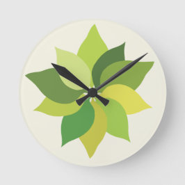 Joyful Lush Blätter - nahtloses Oberflächenmuster. Runde Wanduhr