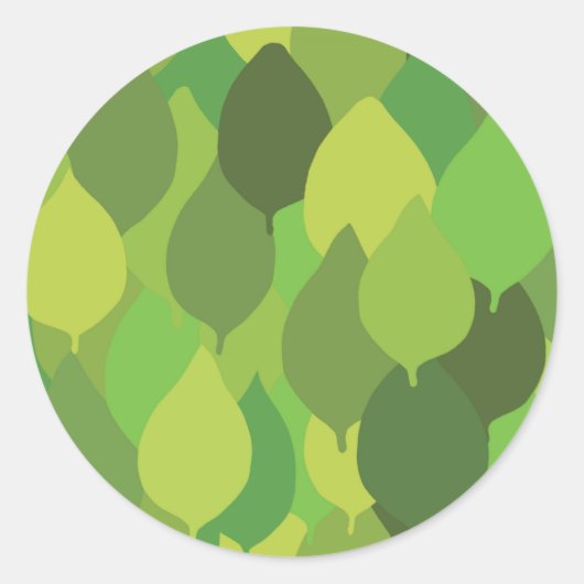 Joyful Lush Blätter - nahtloses Oberflächenmuster. Runder Aufkleber (Vorderseite)