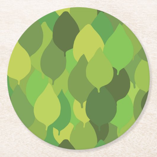 Joyful Lush Blätter - nahtloses Oberflächenmuster. Runder Pappuntersetzer (Vorderseite)