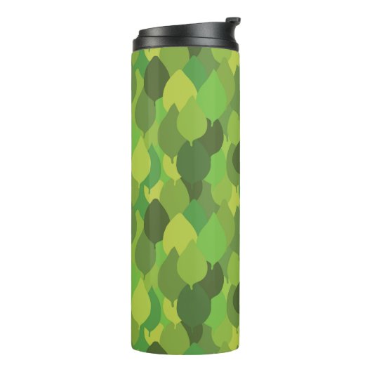 Joyful Lush Blätter - nahtloses Oberflächenmuster. Thermosbecher (Nach links gedreht)