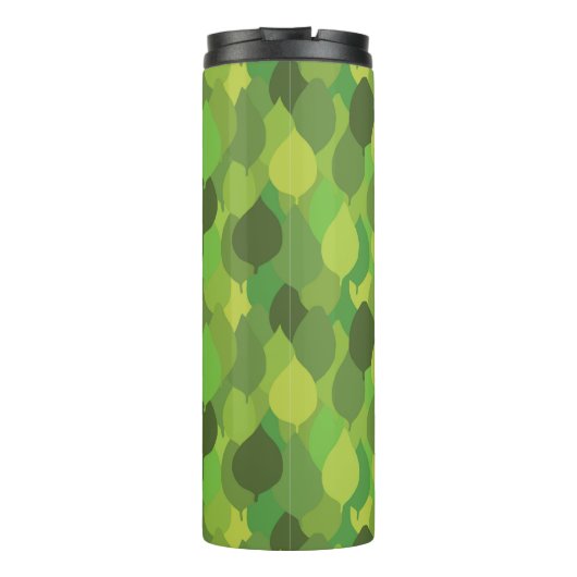 Joyful Lush Blätter - nahtloses Oberflächenmuster. Thermosbecher (Rückseite)