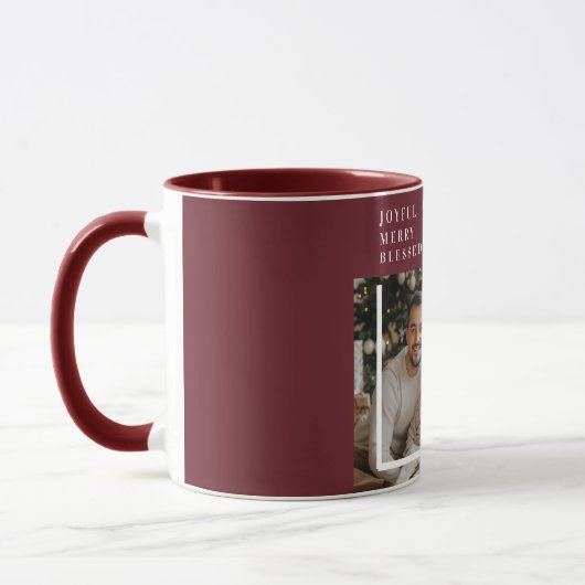 Joyful Merry Blessed Christmas Photo Custom Tasse (Links)