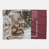 Joyful Merry Blessed Personalized Christmas Photo Geschirrtuch (Horizontal)