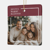 Joyful Merry Blessed Personalized Christmas Photo Keramikornament (Links)