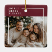 Joyful Merry Blessed Personalized Christmas Photo Keramikornament (Rückseite)
